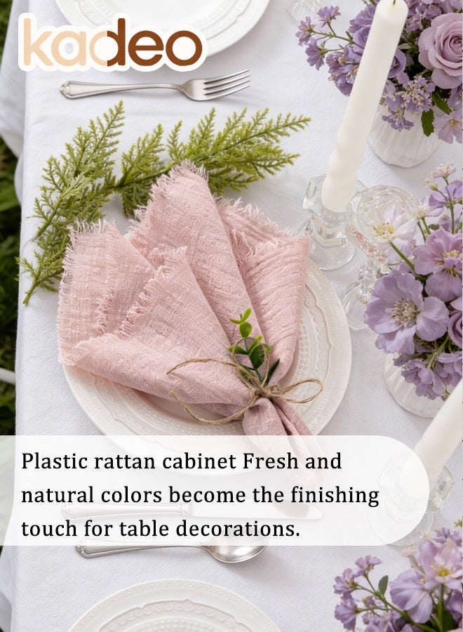 kadeo Handmade Cloth Napkins, 100% Cotton-linen Napkins with Fringe, Delicate Handmade Cloth Napkins for Dinners, Parties, Weddings and More 43*43CM - Image 2